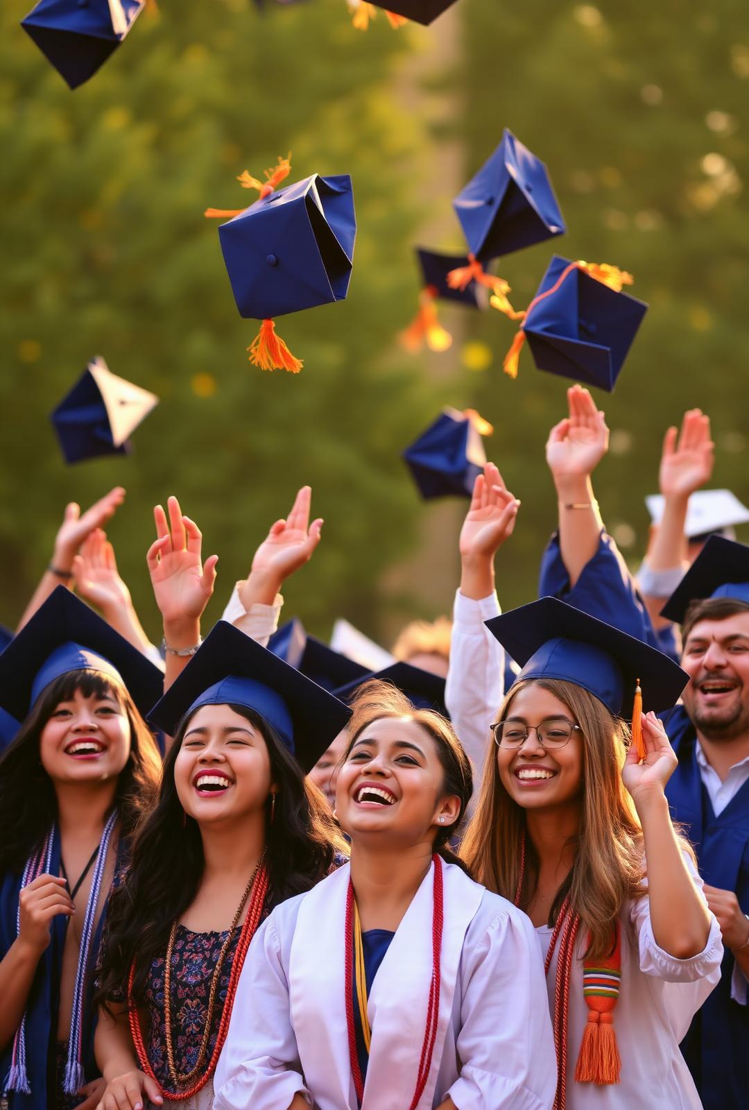 Graduating student celebrating